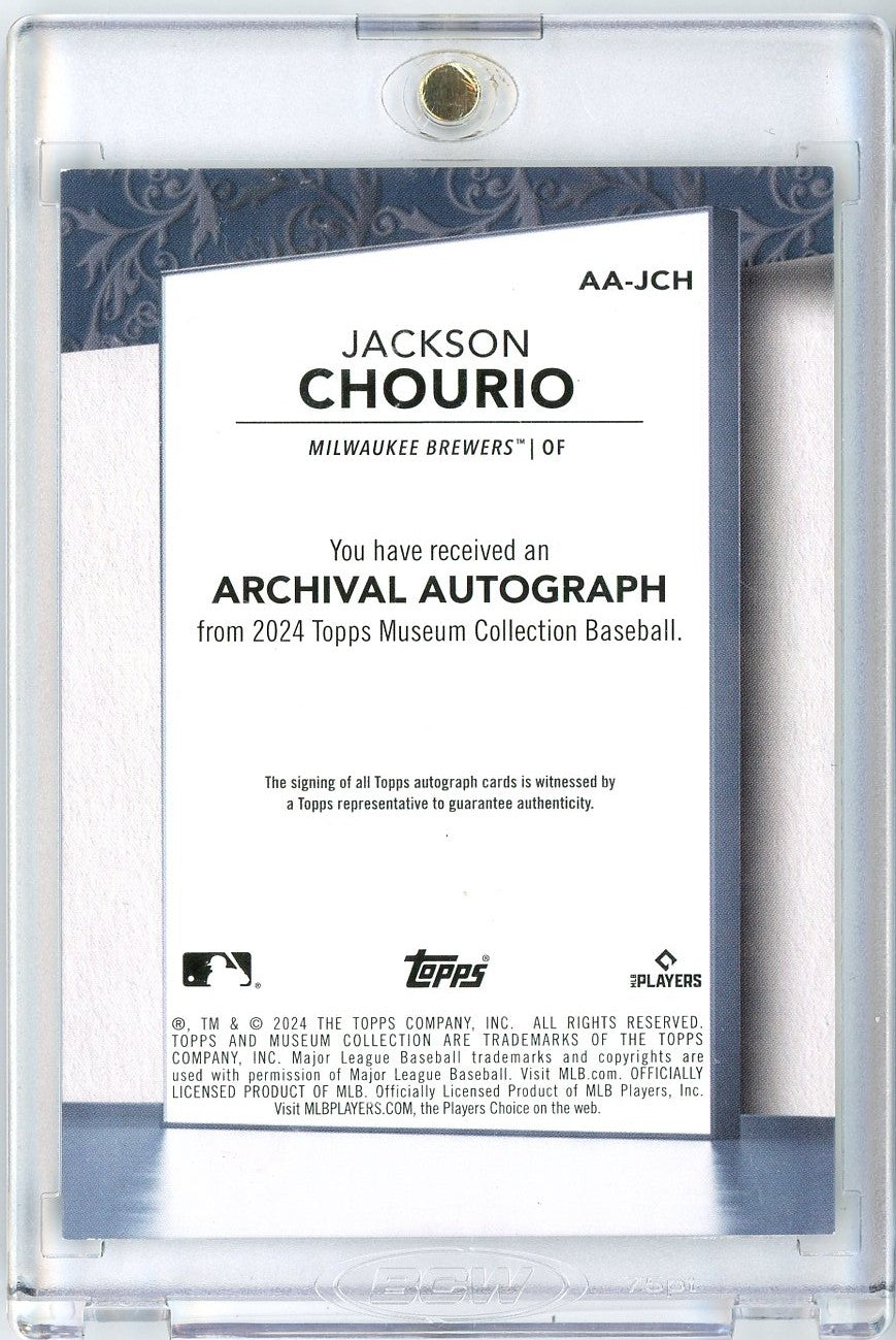 2024 Topps Museum Collection Jackson Chourio #AA-JCH /299 Archival Autograph Rookie RC Baseball Card
