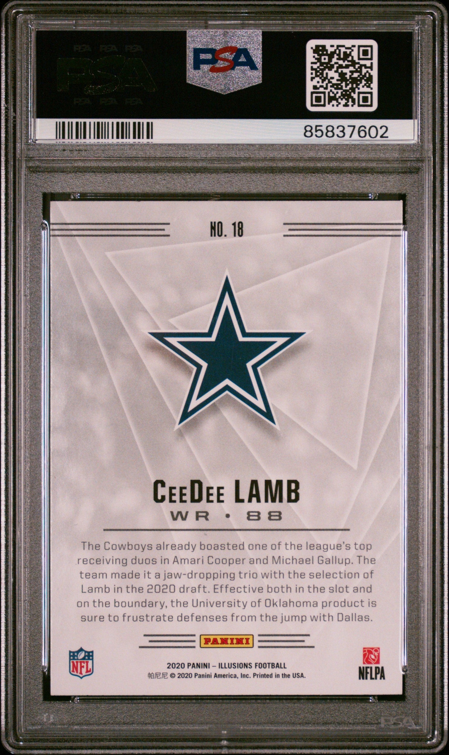 Graded 2020 Panini Illusions CeeDee Lamb #18 Retail Rookie RC Football Card PSA 10 Gem Mint