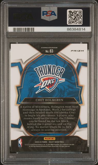 Graded 2022 Panini Select Chet Holmgren #83 Blue Prizm Rookie RC Basketball Card PSA 10 Gem Mint