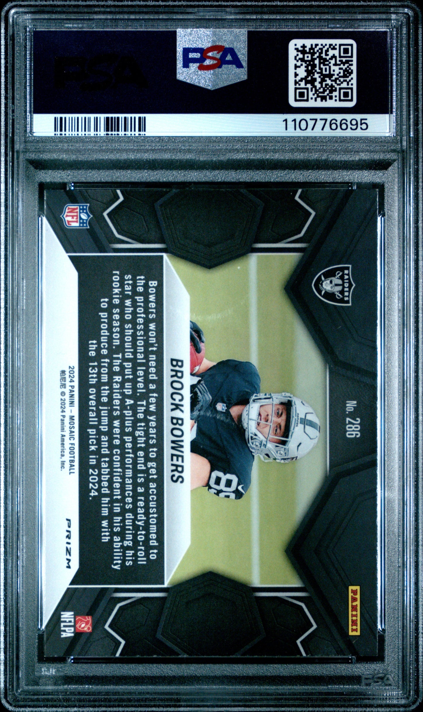 Graded 2024 Panini Mosaic Brock Bowers #286 Green Rookie RC Football Card PSA 10 Gem Mint