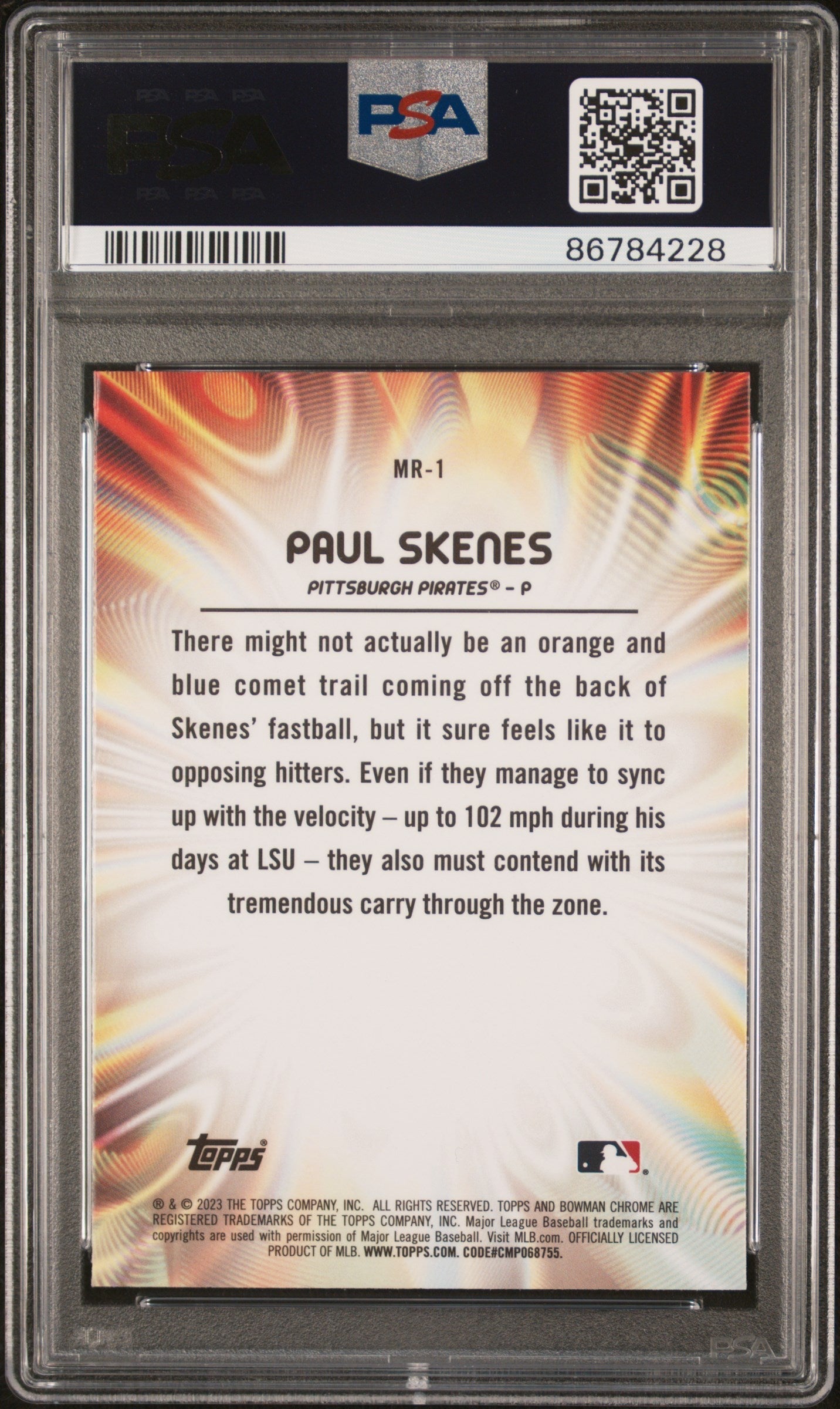 Graded 2023 Topps Bowman Draft Paul Skenes #MR1 Mood Ring Rookie RC Baseball Card PSA 10 Gem Mint