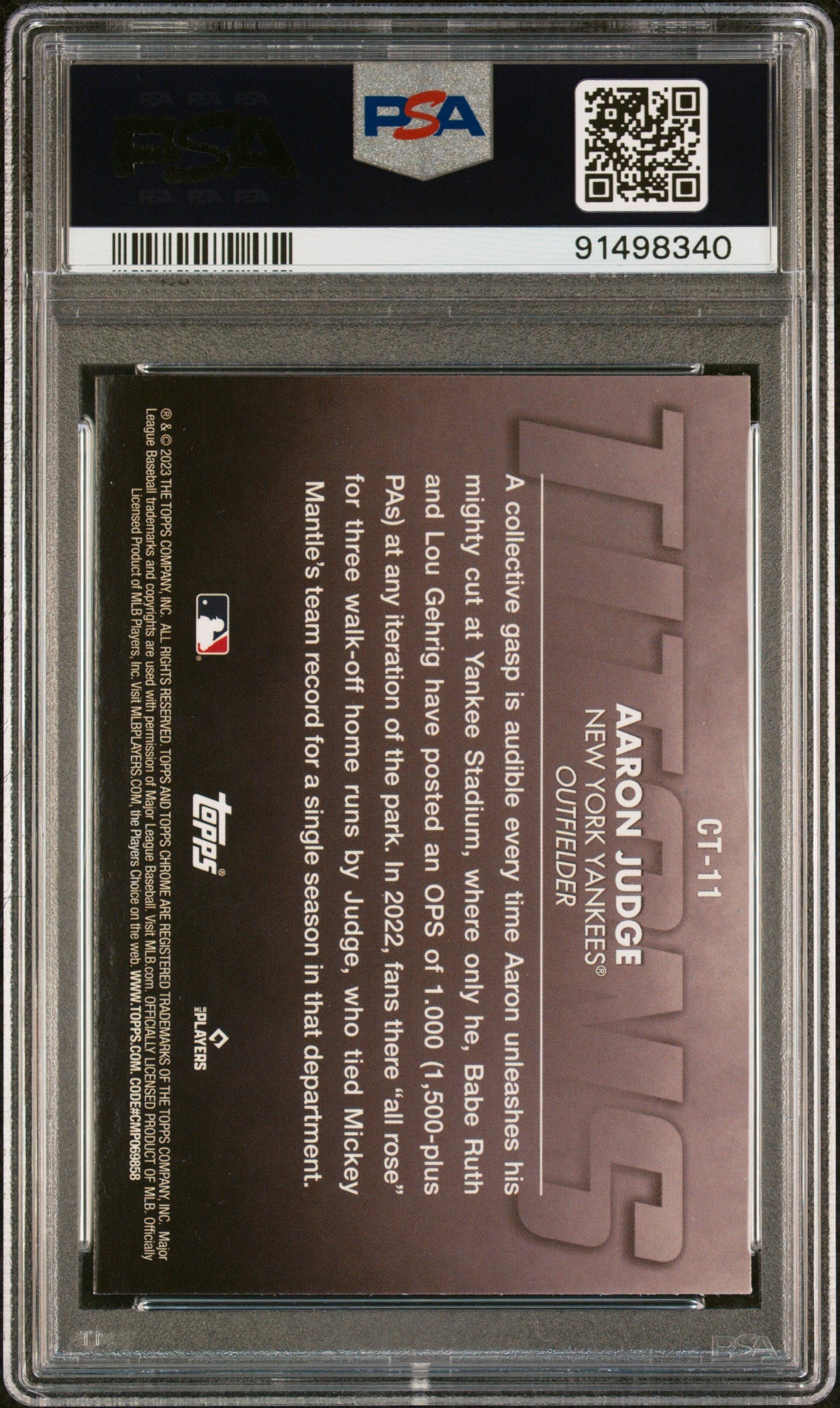 Graded 2023 Topps Chrome Aaron Judge #CT11 Titans Baseball Card PSA 10 Gem Mint