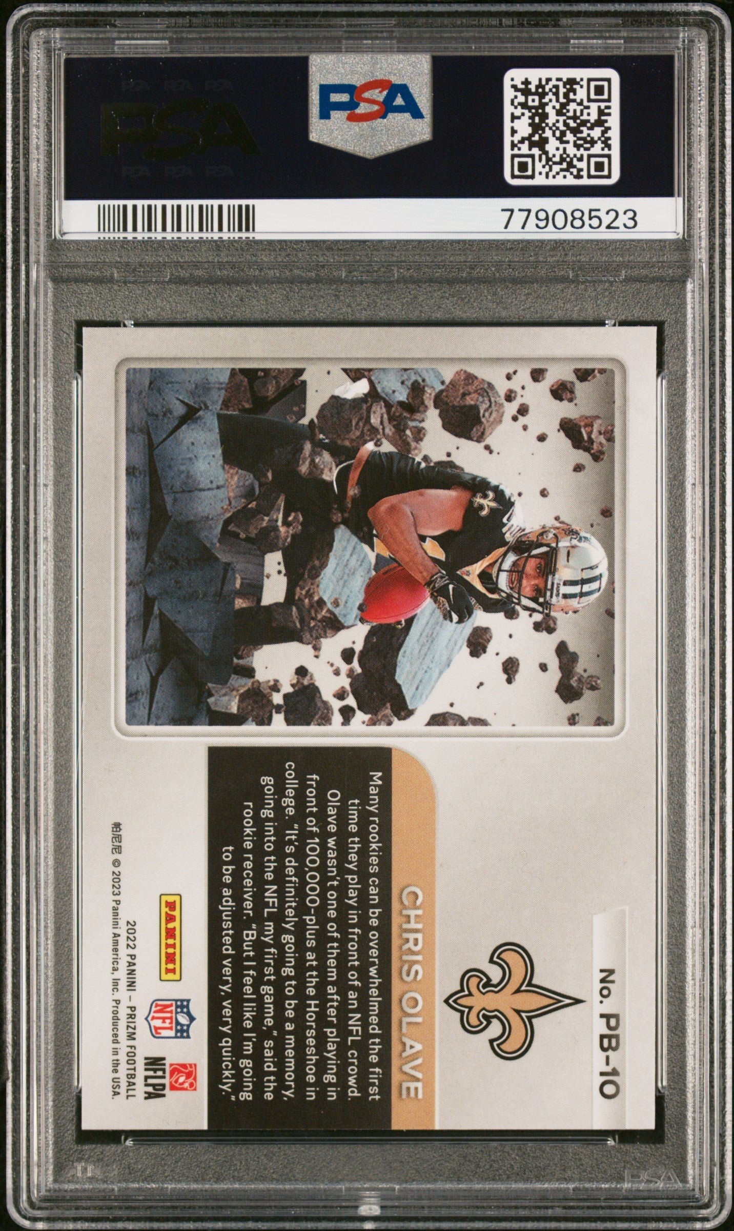 Graded 2022 Panini Prizm Chris Olave #PB10 Prizm Break Rookie RC Football Card PSA 10 Gem Mint