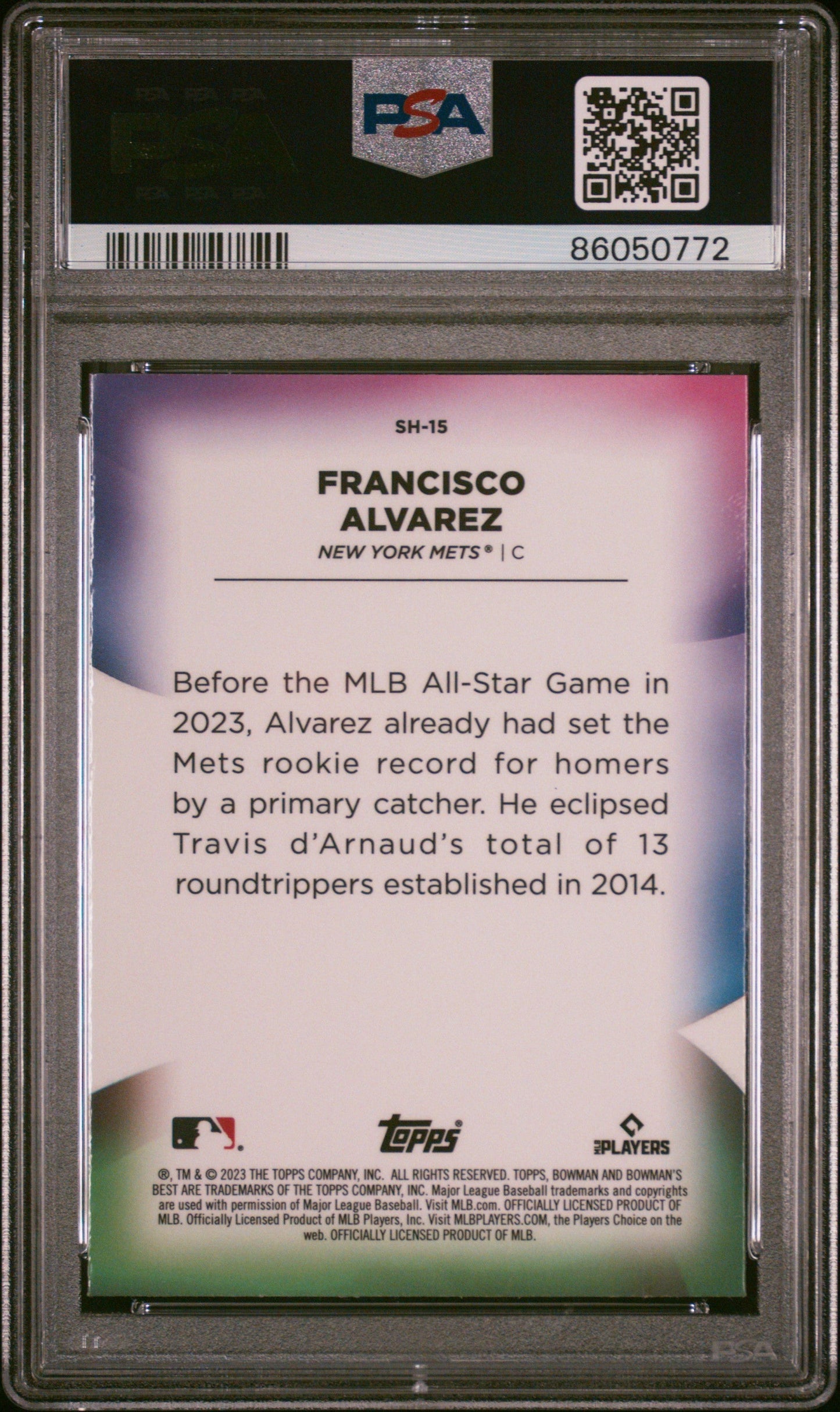 Graded 2023 Topps Bowmans Best Francisco Alvarez #SH15 Shellacked Rookie RC Baseball Card PSA 10 Gem Mint