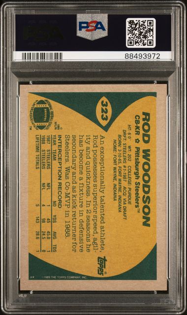 Graded 1989 Topps Rod Woodson #323 Rookie RC Football Card PSA 10 Gem Mint