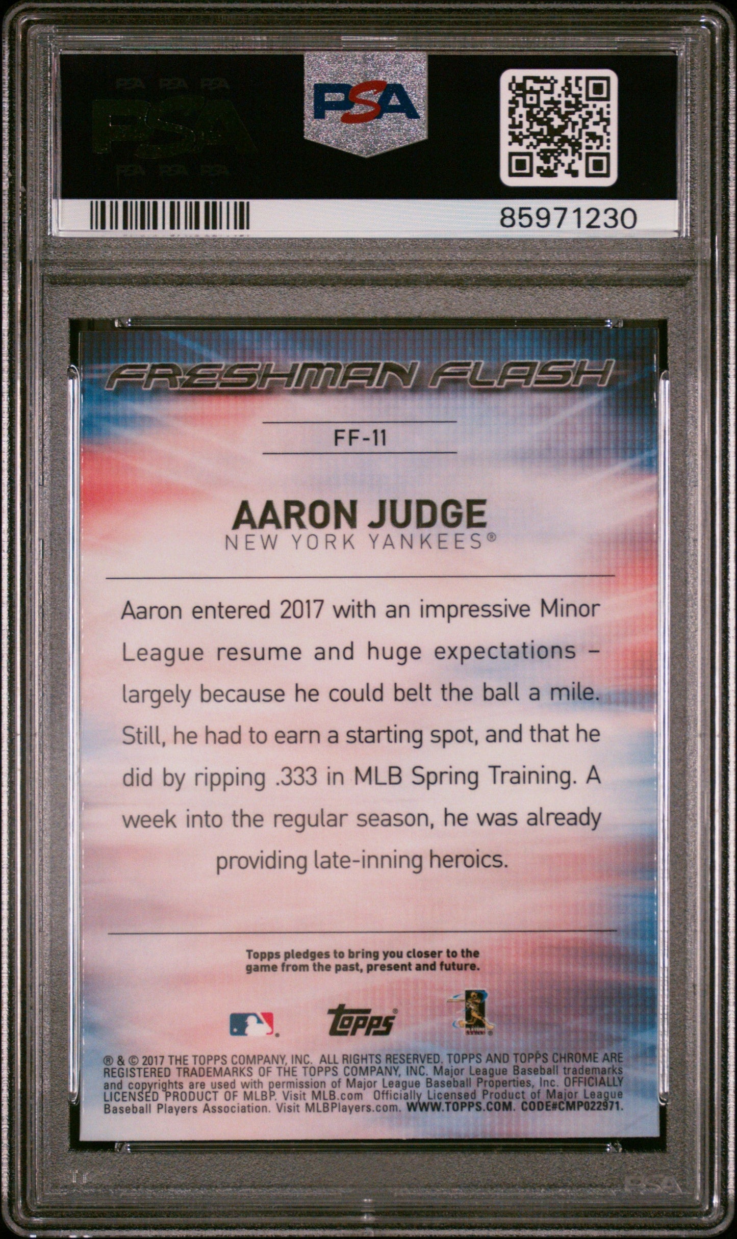 Graded 2017 Topps Chrome Aaron Judge #FF11 Freshman Flash Rookie RC Baseball Card PSA 10 Gem Mint