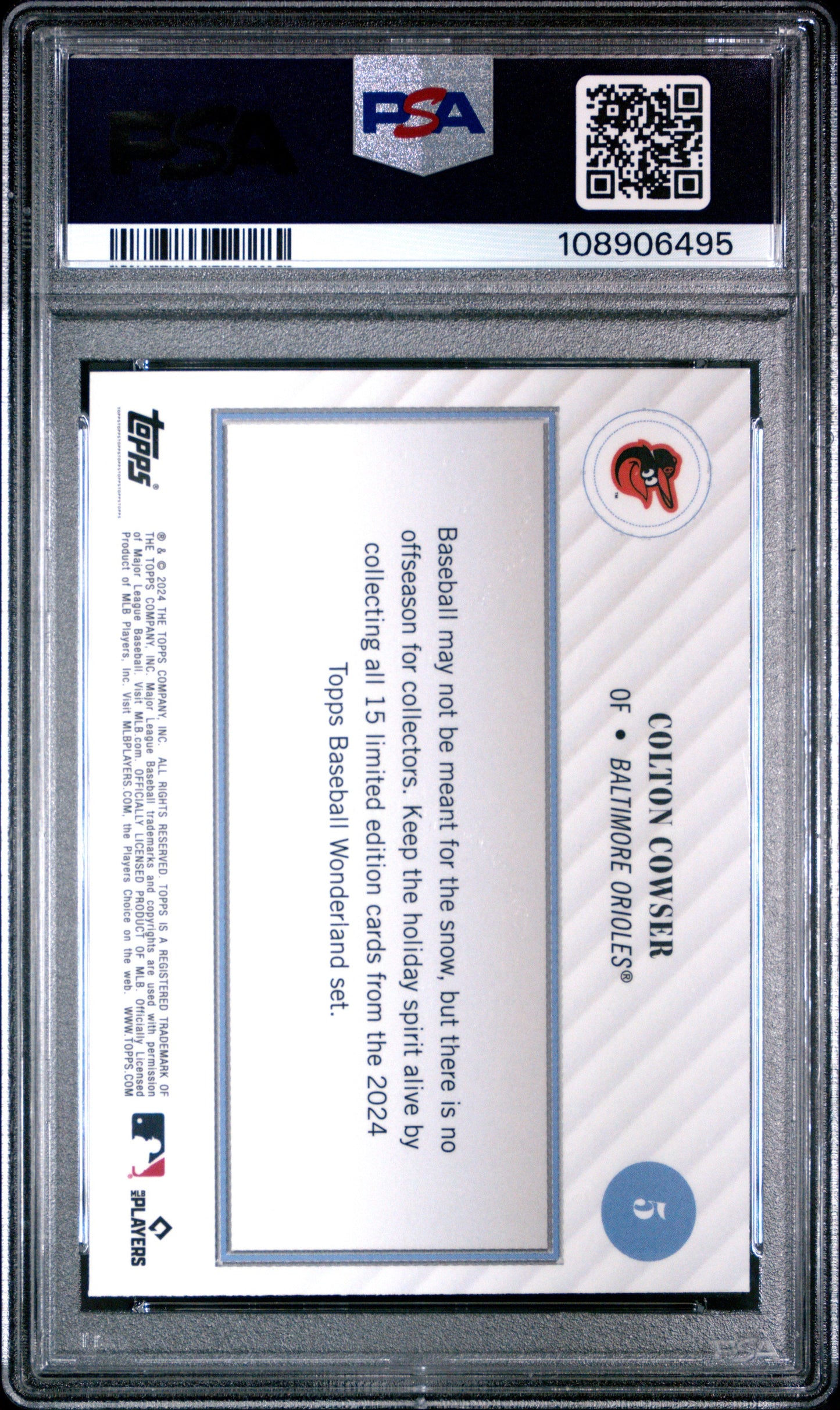 Graded 2024 Topps Wonderland Colton Cowser #5 Rookie RC Baseball Card PSA 9 Mint