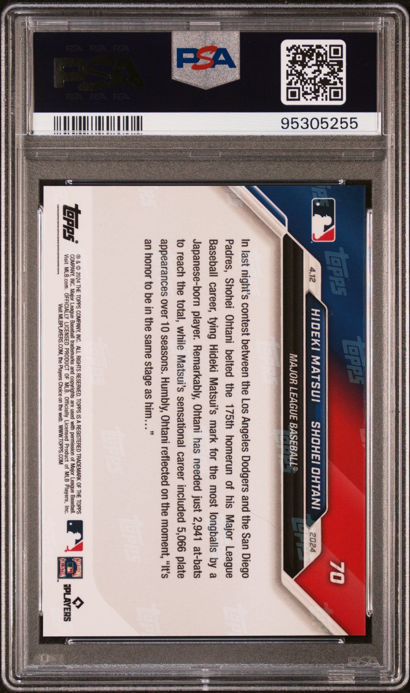 Graded 2024 Topps Now Shohei Ohtani #70 Baseball Card PSA 10 Gem Mint