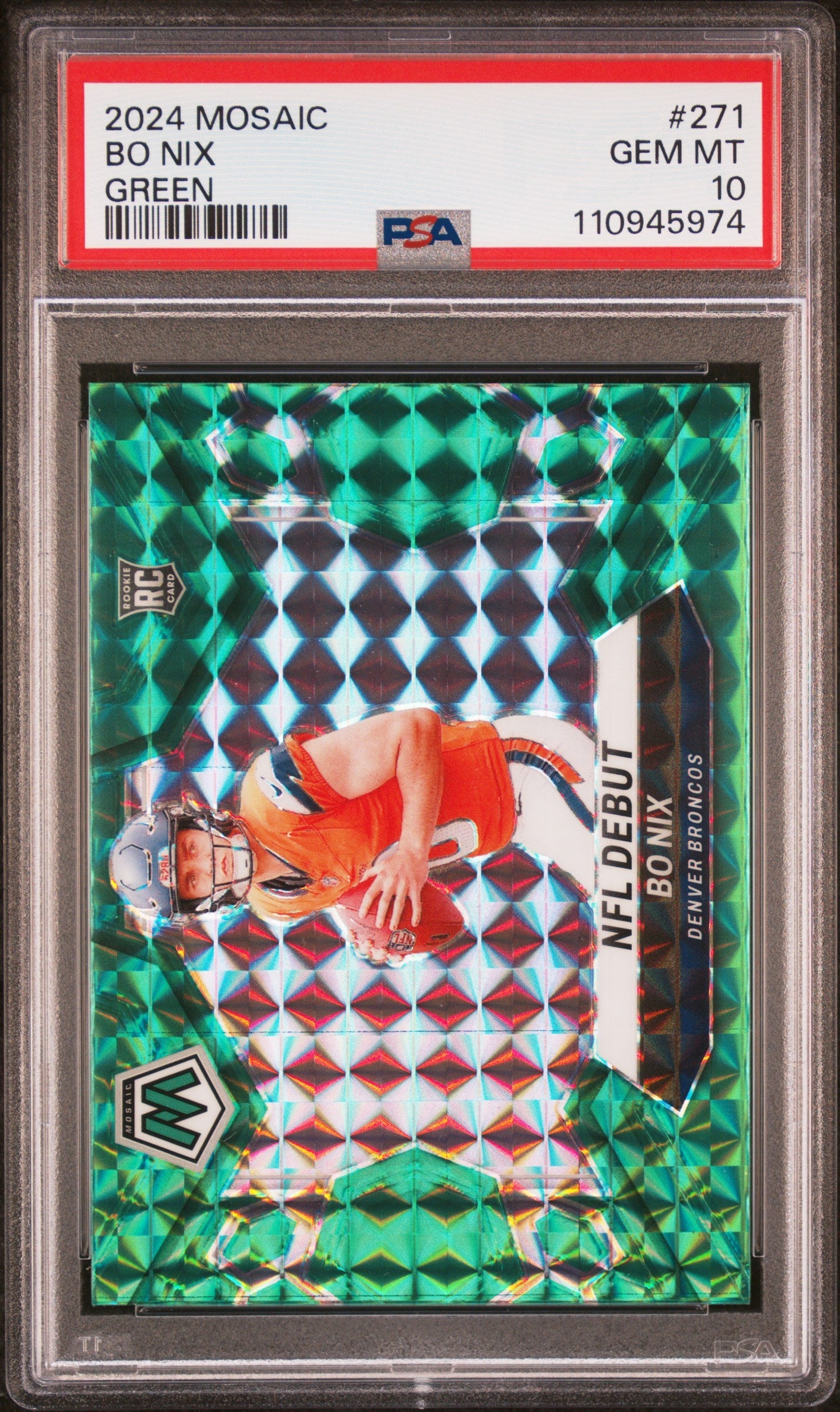 bo nix graded rookie card Graded 2024 Panini Mosaic Bo Nix #271 Green Rookie RC Football Card PS – Sport Cards