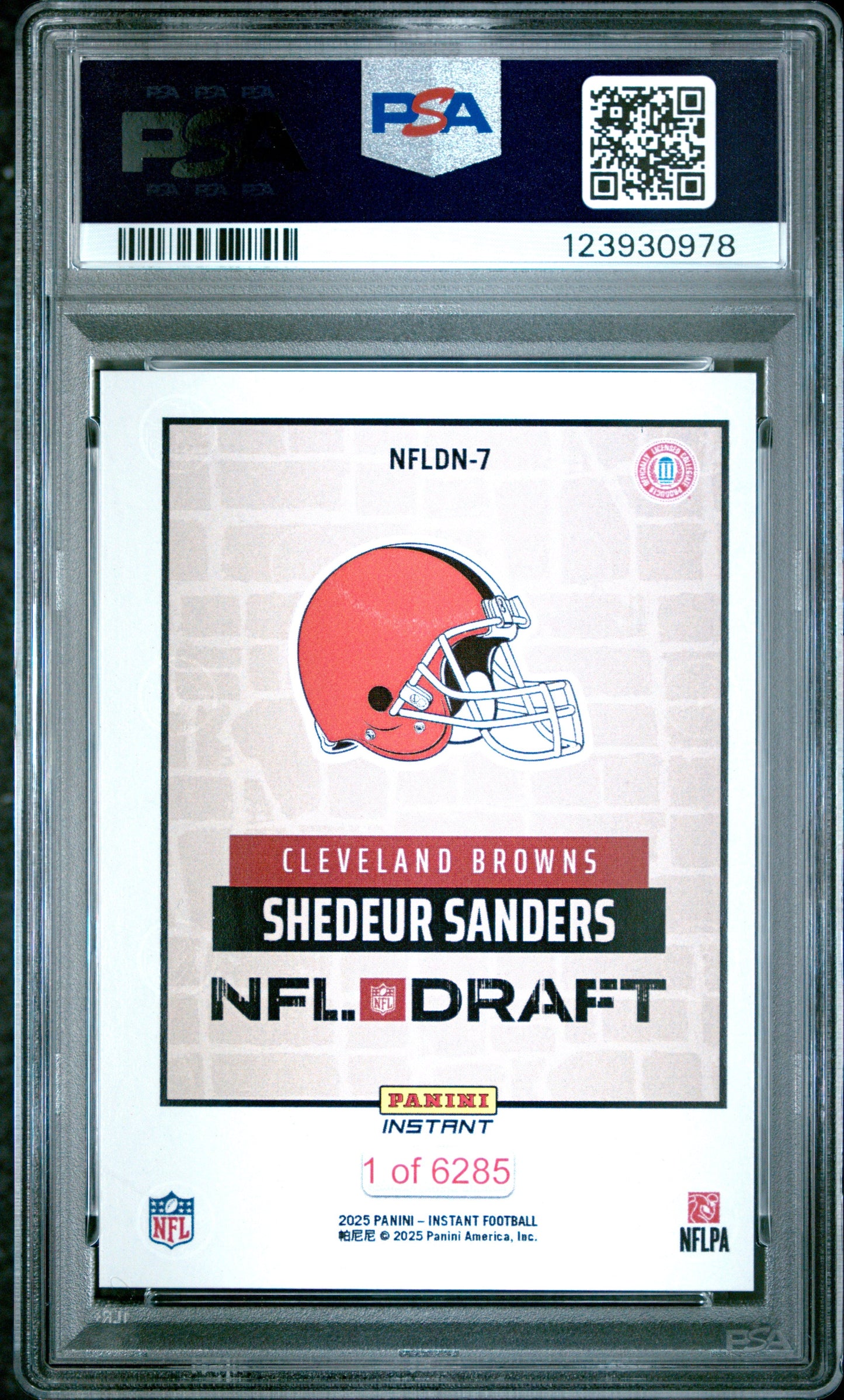 Graded 2025 Panini Instant Shedeur Sanders #NFLDN7 Draft Night Rookie RC Football Card PSA 9 Mint