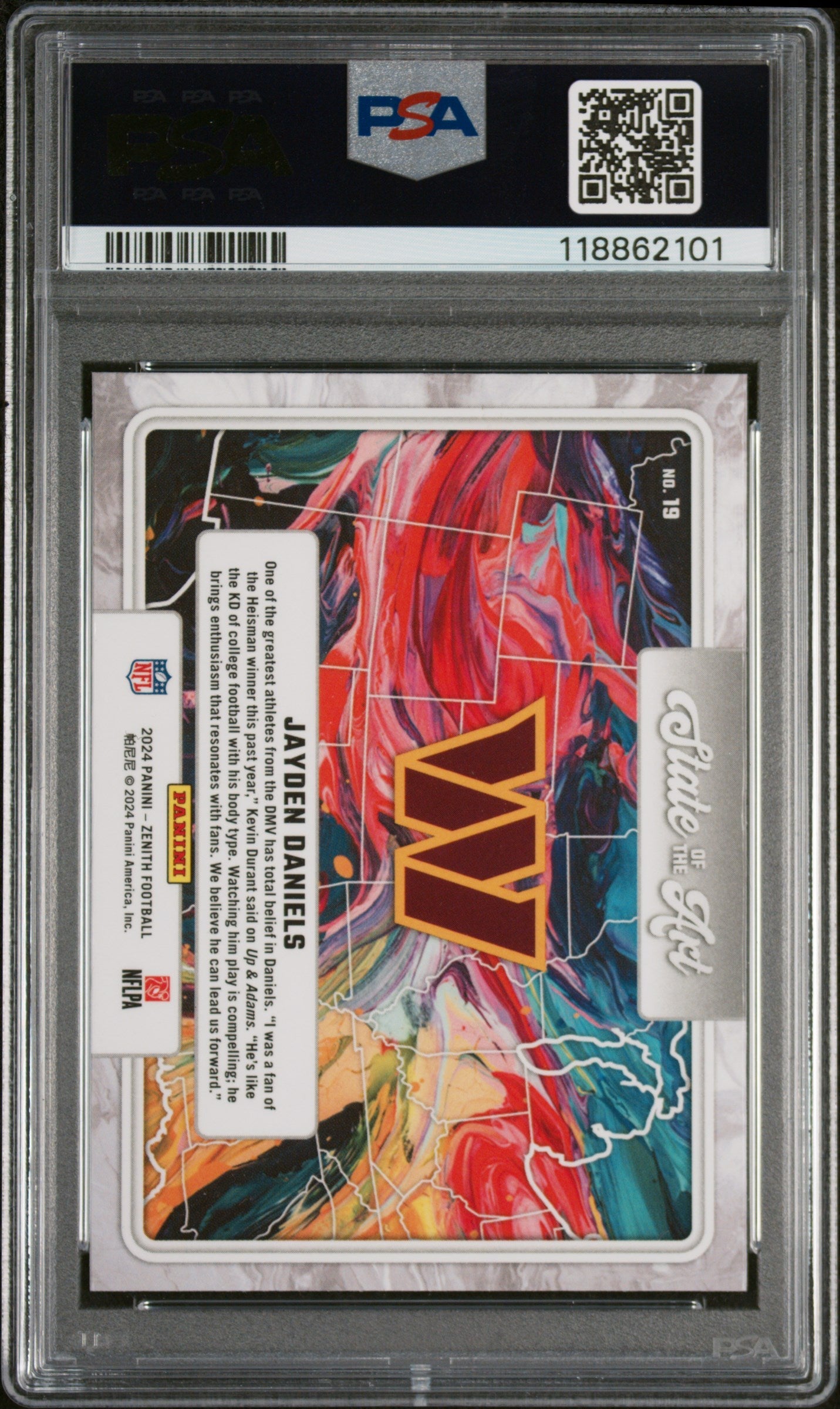 Graded 2024 Panini Zenith Jayden Daniels #19 State of the Art Rookie RC Football Card PSA 10 Gem Mint