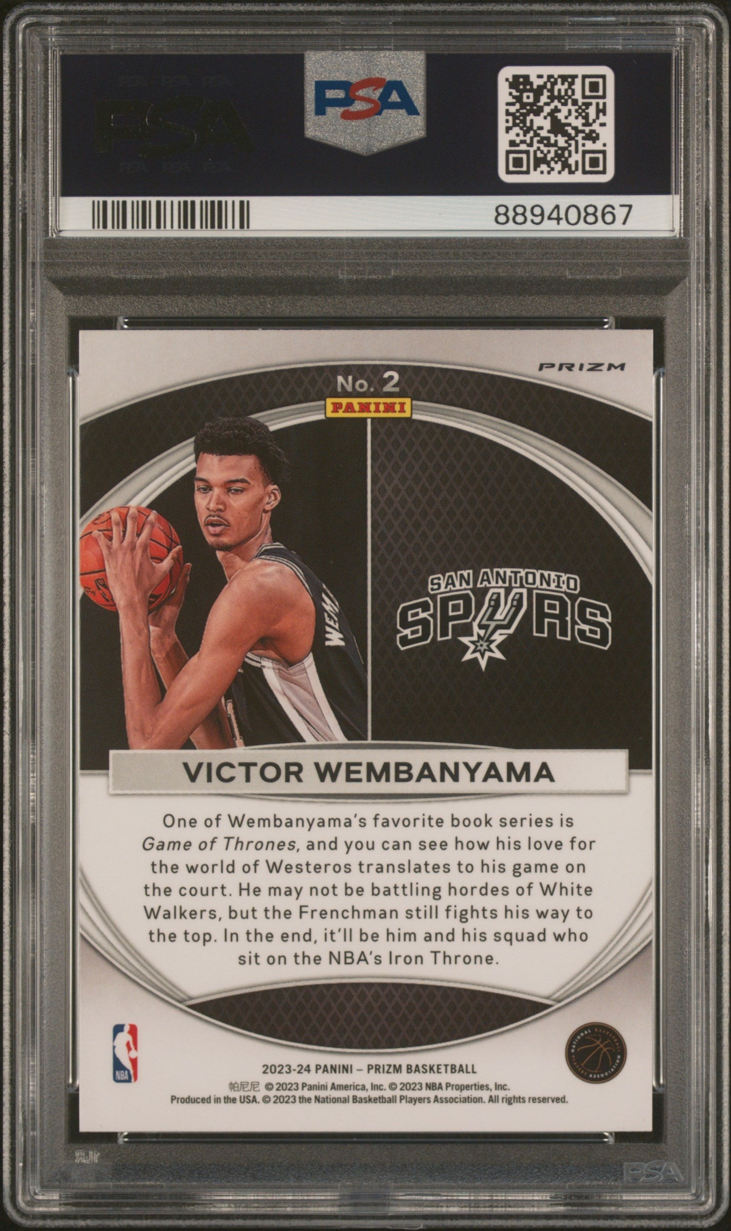 Graded 2023 Panini Prizm Victor Wembanyama #2 Global Reach Green Rookie RC Basketball Card PSA 10 Gem Mint