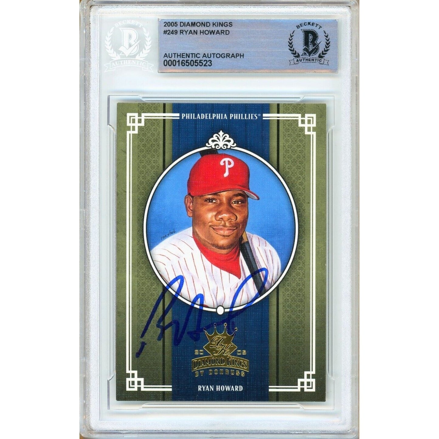 Ryan Howard Philadelphia Phillies Signed 2005 Diamond Kings Card Beckett Auth Auto Slab