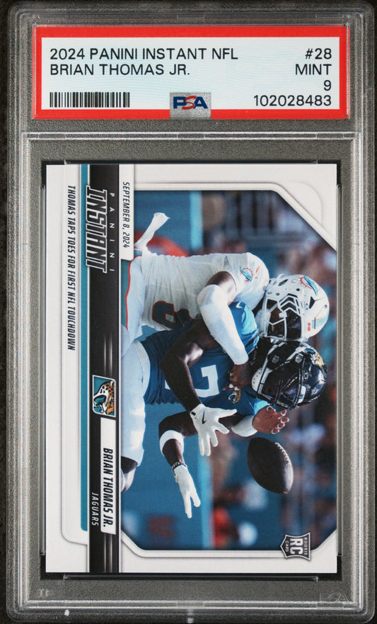 Graded 2024 Panini Instant NFL Brian Thomas Jr #28 Rookie RC Football Card PSA 9 Mint