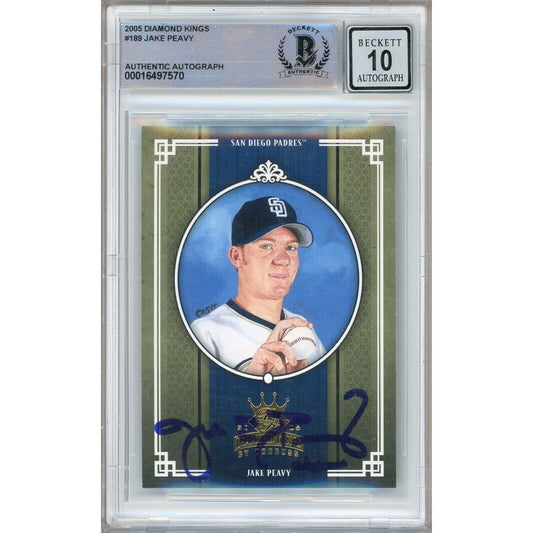 2005 Donruss Diamond Kings #189 — Jake Peavy San Diego Padres Autographed Trading Card — Beckett Authentication