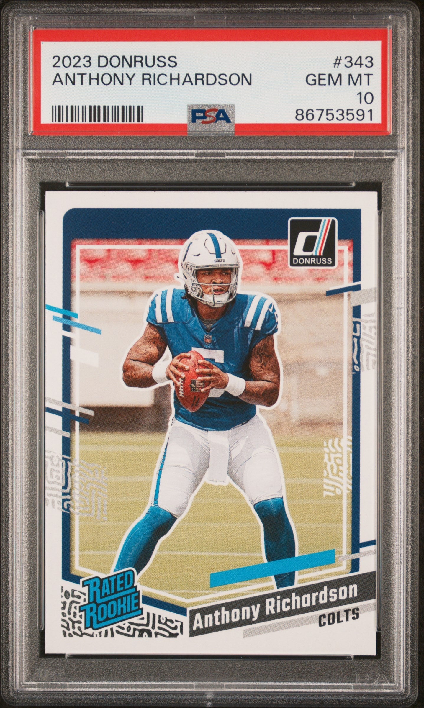 Graded 2023 Panini Donruss Anthony Richardson #343 Rookie RC Football Card PSA 10 Gem Mint