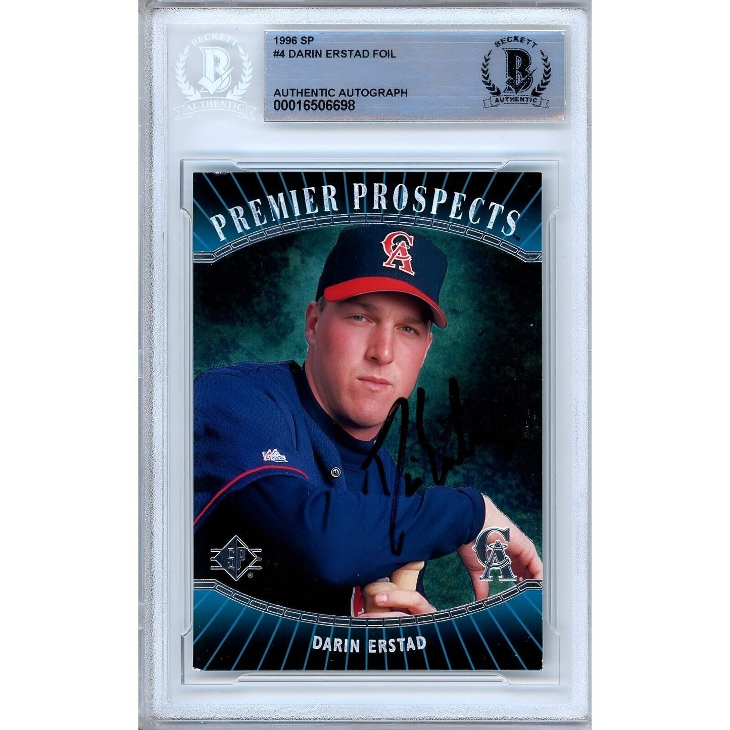1996 Upper Deck SP Foil #4 — Darin Erstad LA Angels Autographed Trading Card — Beckett Authentication