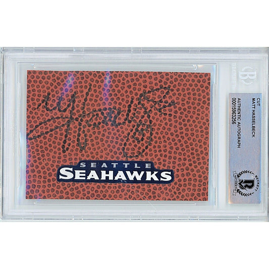 Matt Hasselbeck Seattle Seahawks Signed Football Signature Cut Beckett Authentic Auto Slab