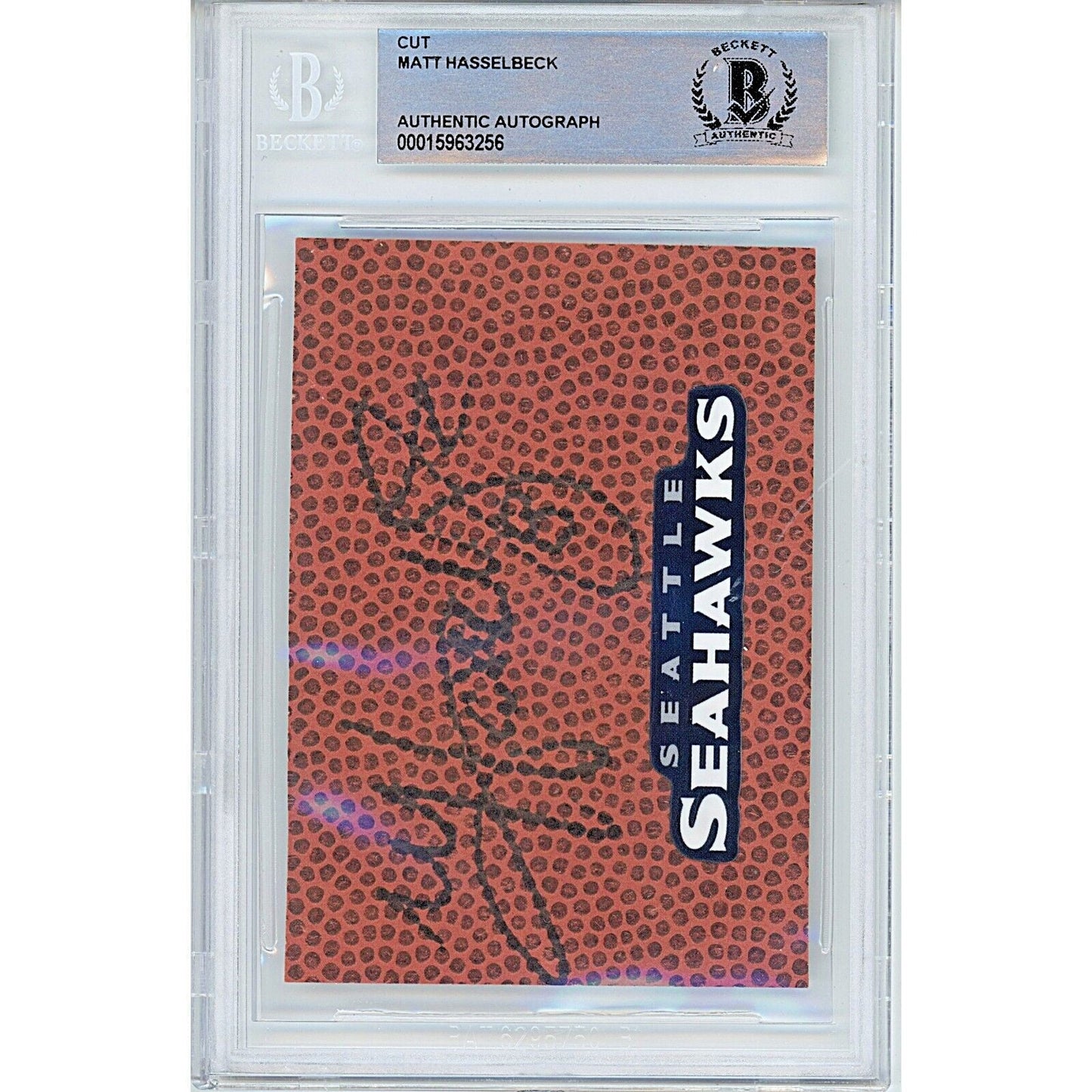 Matt Hasselbeck Seattle Seahawks Signed Football Signature Cut Beckett Authentic Auto Slab