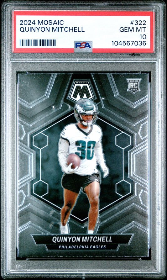 Graded 2024 Panini Mosaic Quinyon Mitchell #322 Rookie RC Football Card PSA 10 Gem Mint