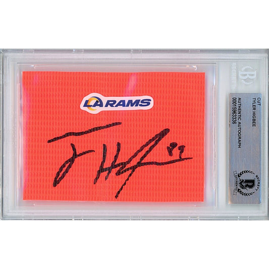 Tyler Higbee Los Angeles Rams Signed Football Pylon Cut Beckett Authentic Auto Slab