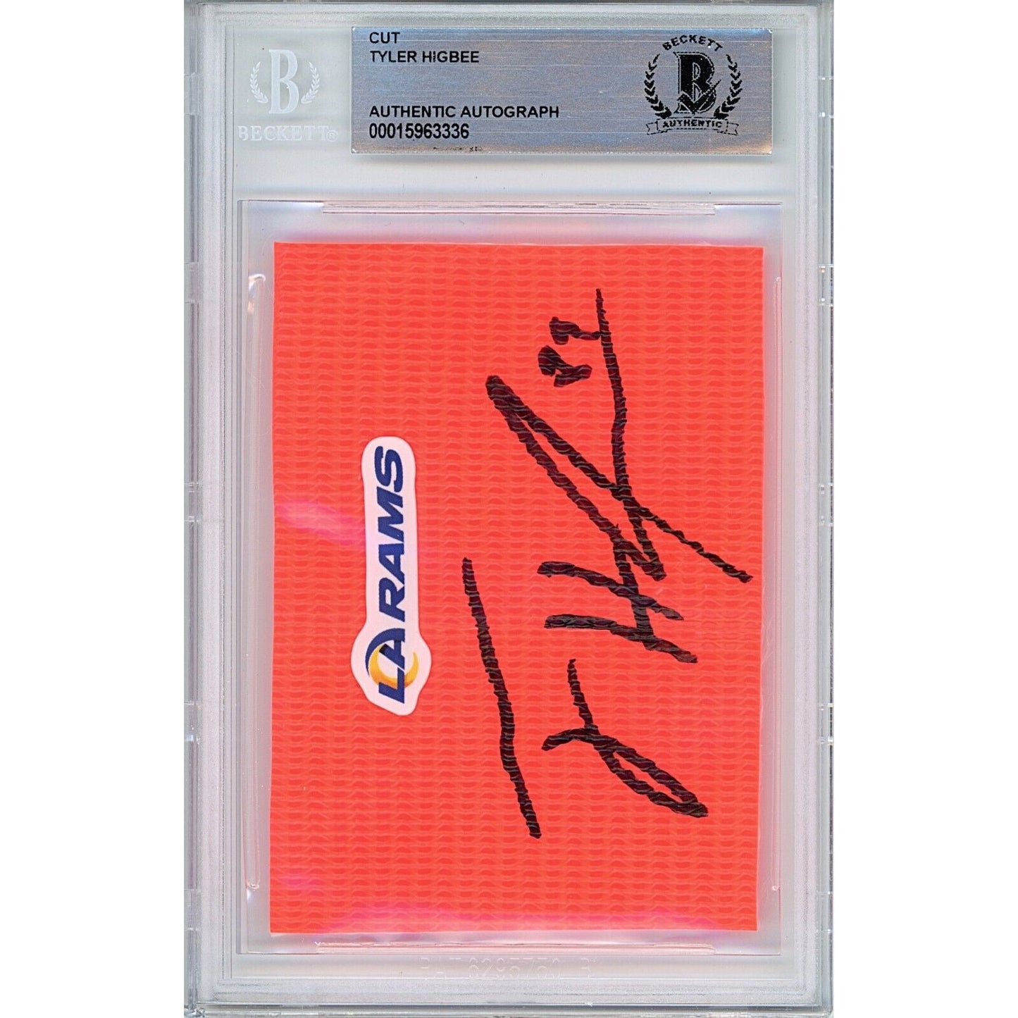Tyler Higbee Los Angeles Rams Signed Football Pylon Cut Beckett Authentic Auto Slab