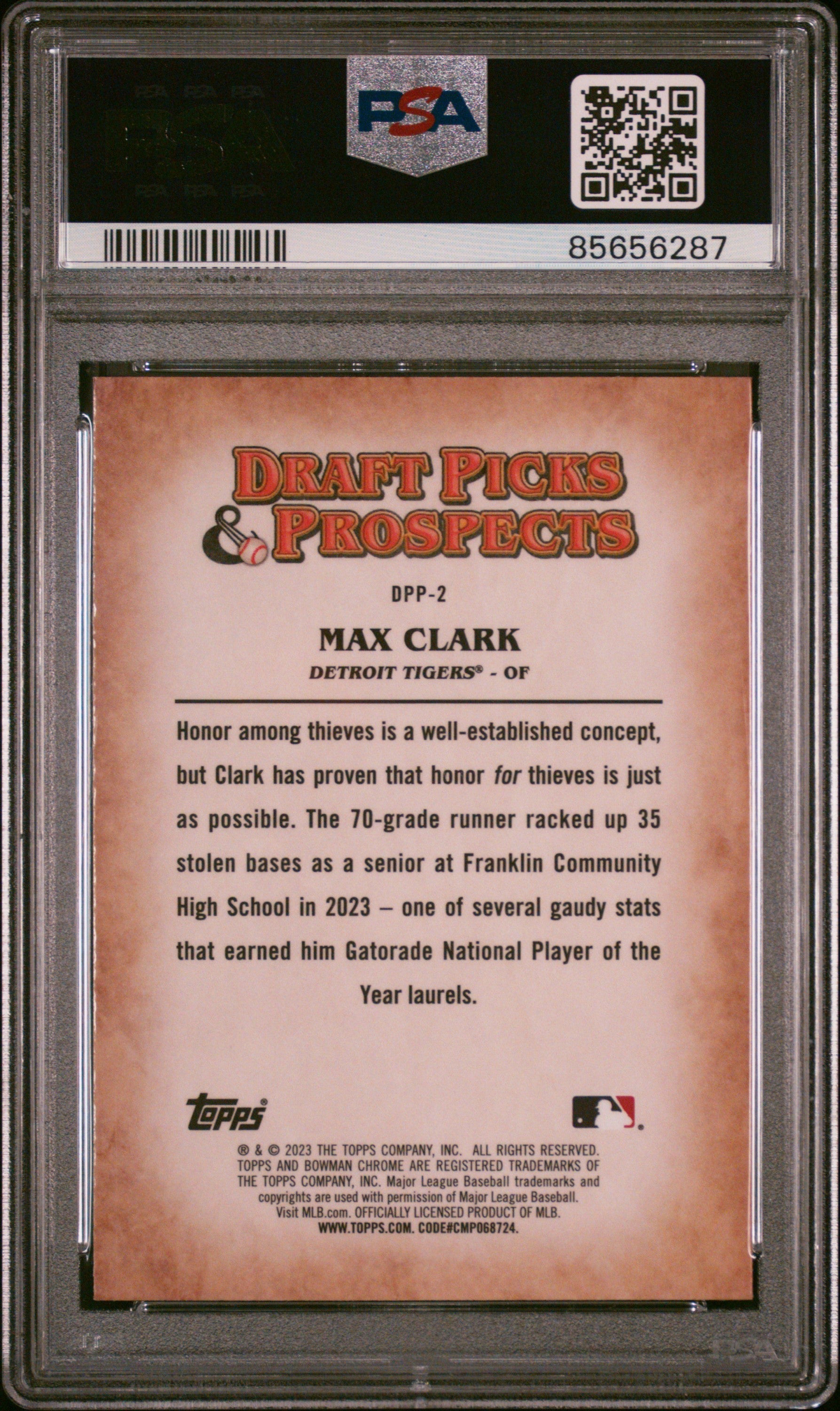 Graded 2023 Topps Bowman Draft Max Clark #DPP2 Draft Picks & Prospects Rookie RC Baseball Card PSA 10 Gem Mint - Sport Cards