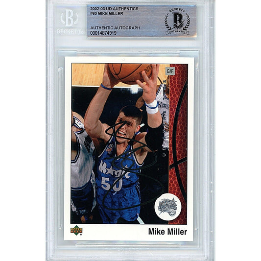 Mike Miller Orlando Magic Signed 2002 Upper Deck Basketball Card Beckett Auth Auto Slab