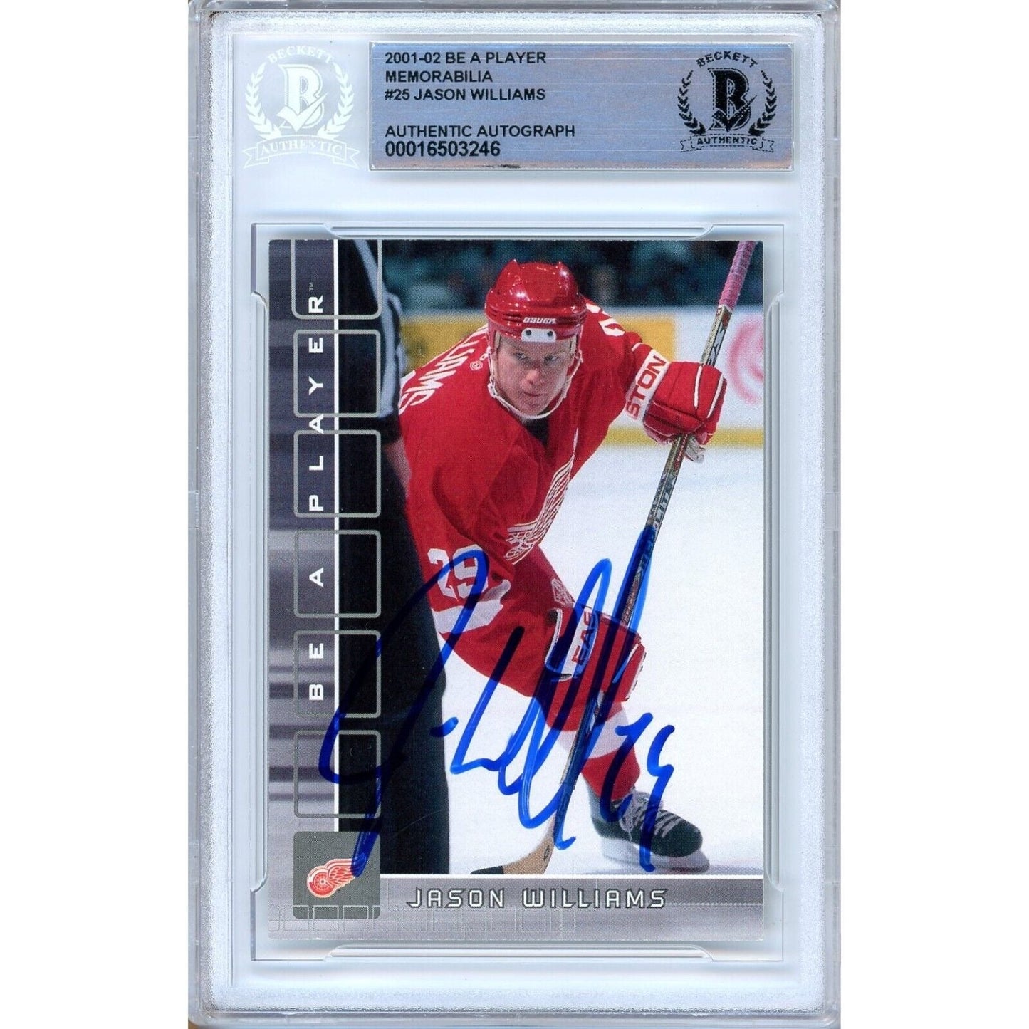2001-02 BAP Be A Player #25 — Jason Williams Detroit Red Wings Autographed Trading Card Beckett Authentication