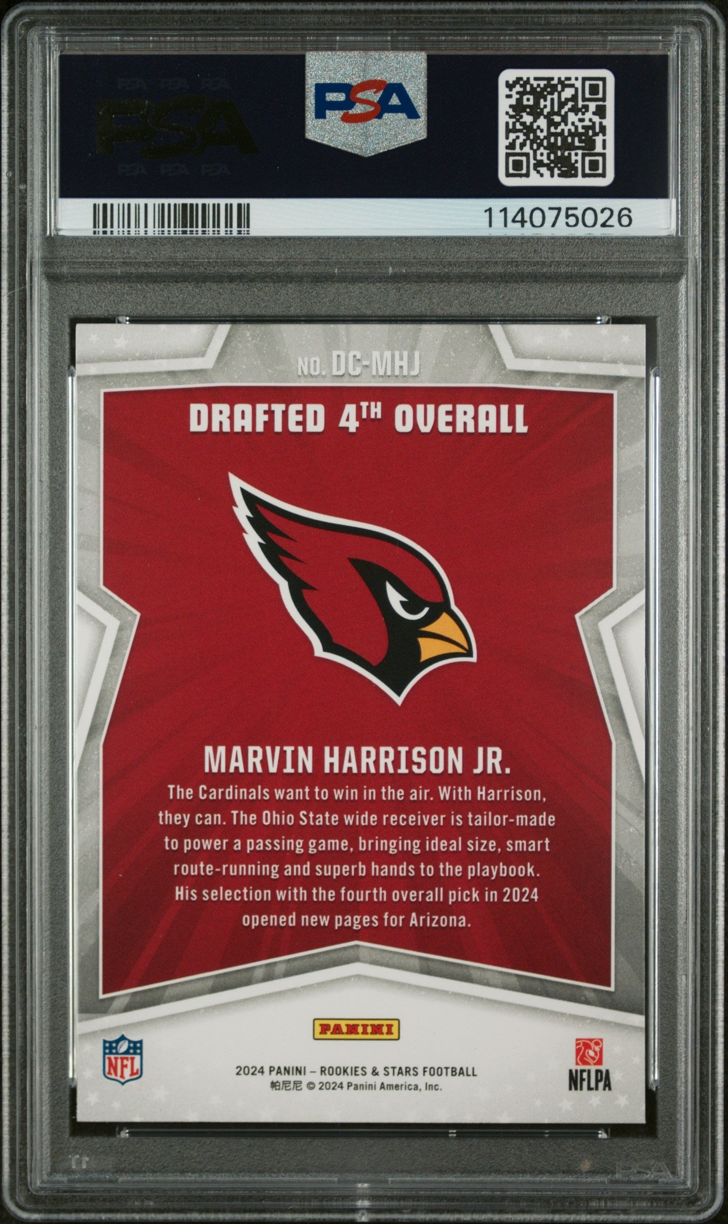 Graded 2024 Panini Rookies & Stars Marvin Harrison Jr #DCMHJ Draft Class Rookie RC Football Card PSA 10 Gem Mint - Sport Cards