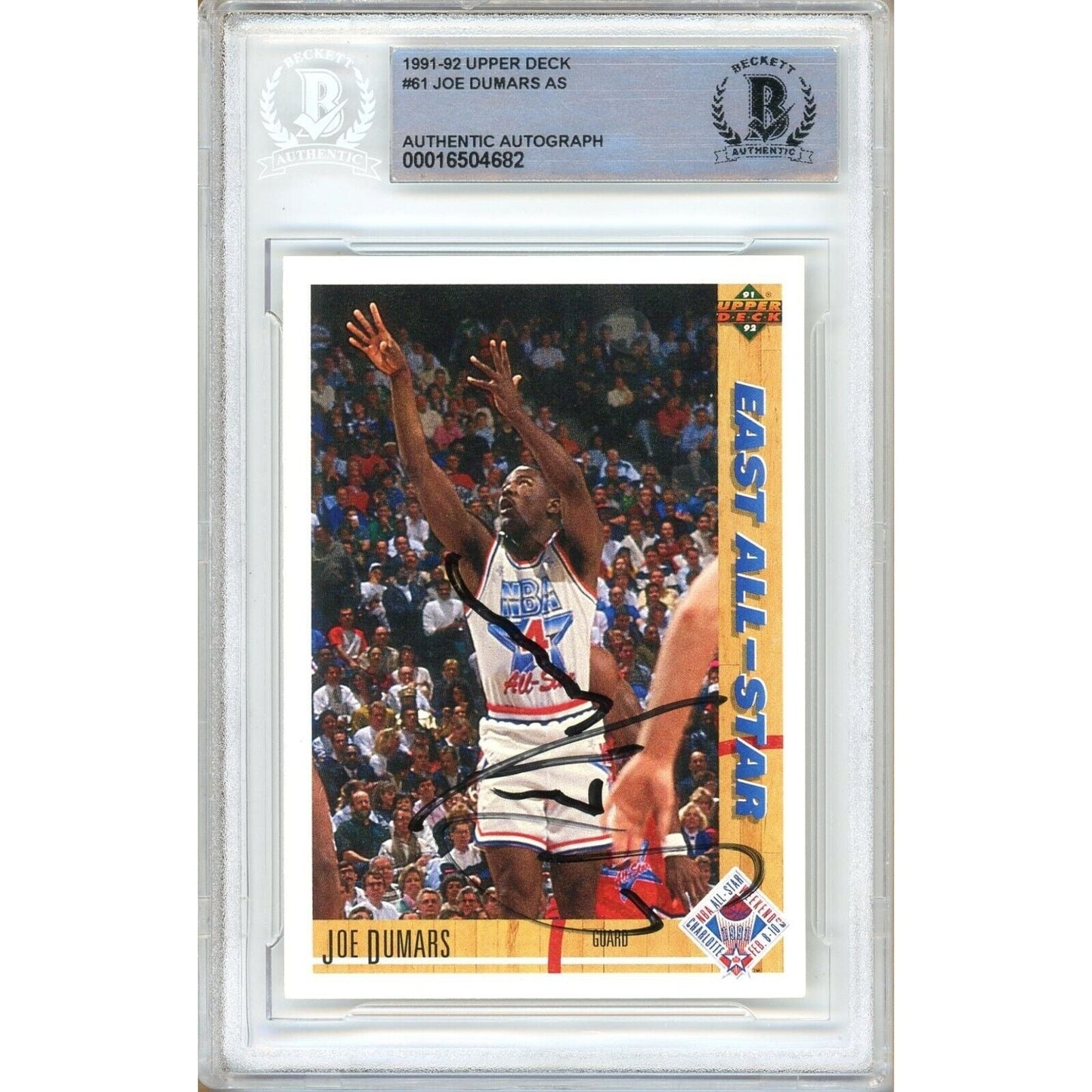 1991–92 Upper Deck #61 — Joe Dumars Detroit Pistons Autographed Trading Card — Beckett Authentication