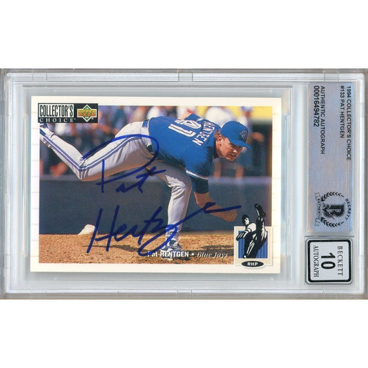 Pat Hentgen Toronto Blue Jays Signed 1994 Collectors Choice Card BGS Auto 10 Graded