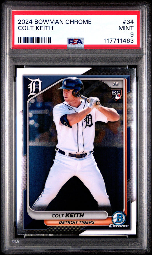 Graded 2024 Topps Bowman Chrome Colt Keith #34 Rookie RC Baseball Card PSA 9 Mint