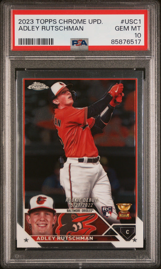Graded 2023 Topps Chrome Update Adley Rutschman #USC1 Rookie RC Baseball Card PSA 10 Gem Mint