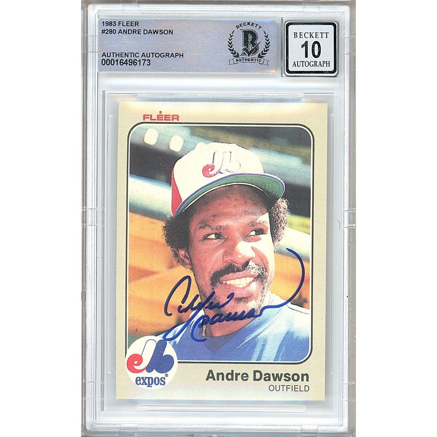 1983 Fleer #280 — Andre Dawson Montreal Expos Autographed Trading Card — Beckett Authentication