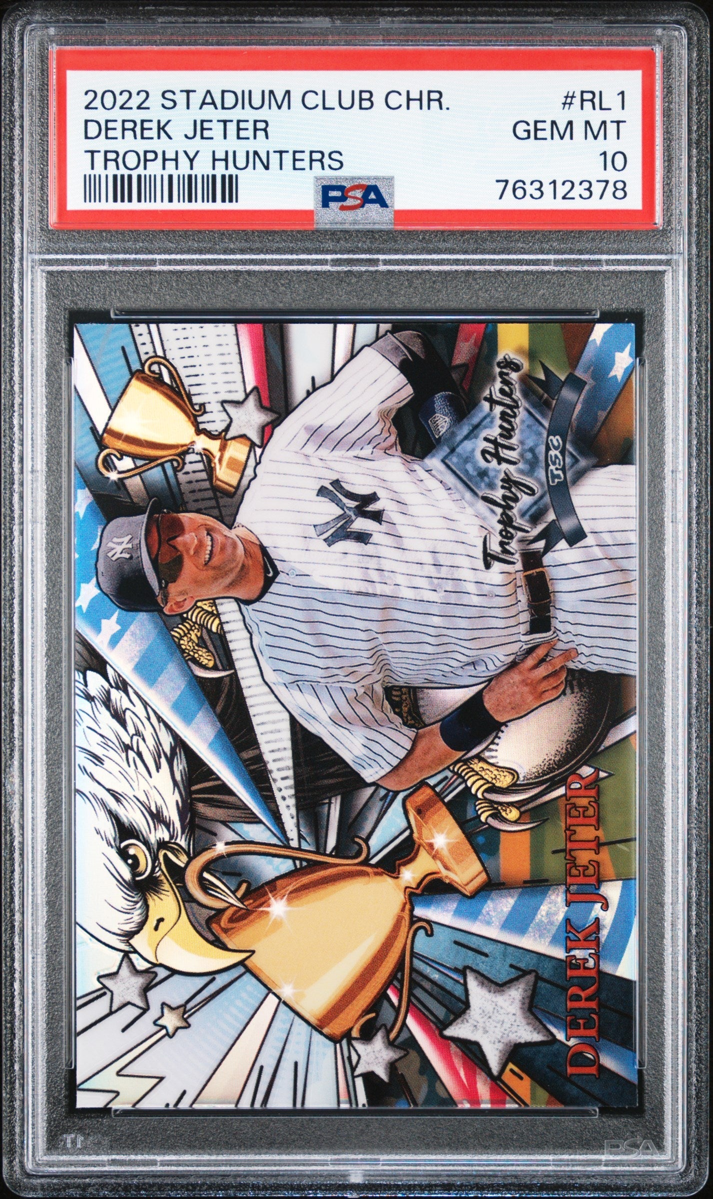 Graded 2022 Topps Stadium Club Chrome Derek Jeter #RL1 Trophy Hunters Baseball Card PSA 10 Gem Mint