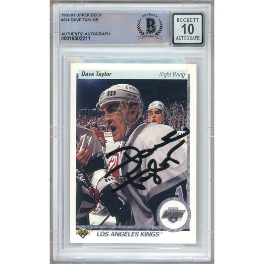 1990-91 Upper Deck #214 — Dave Taylor Los Angeles Kings Autographed Trading Card — Beckett Authentication