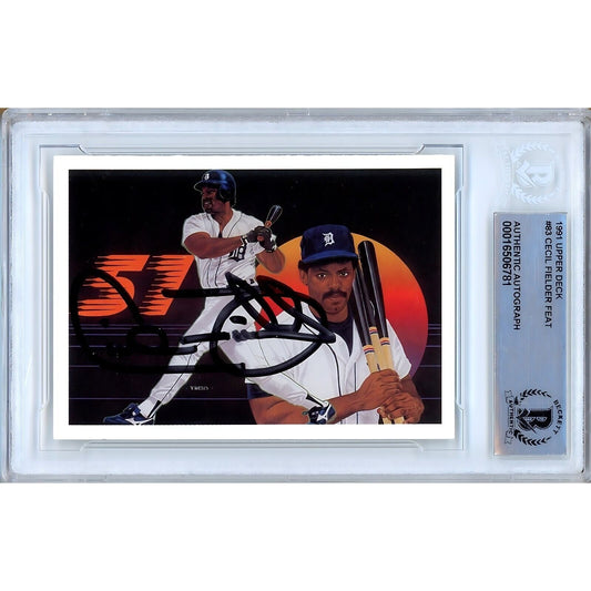 1991 Upper Deck #83— Cecil Fielder Detroit Tigers Autographed Trading Card — Beckett Authentication