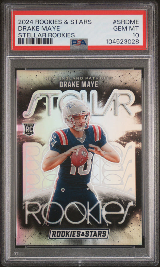 Graded 2024 Panini Rookies & Stars Drake Maye #SRDME Stellar Rookies Rookie RC Football Card PSA 10 Gem Mint