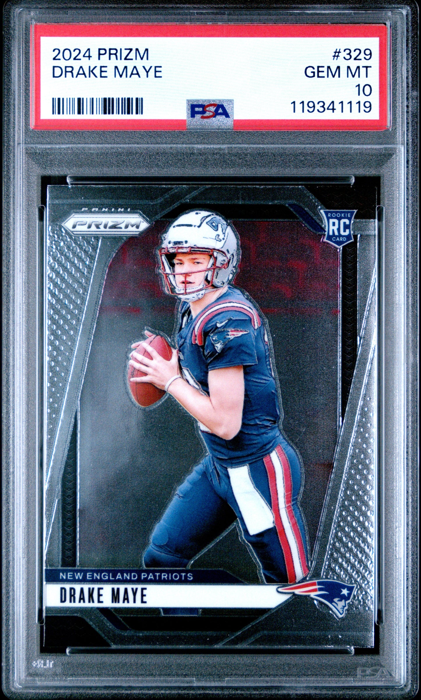 Graded 2024 Panini Prizm Drake Maye #329 Rookie RC Football Card PSA 10 Gem Mint
