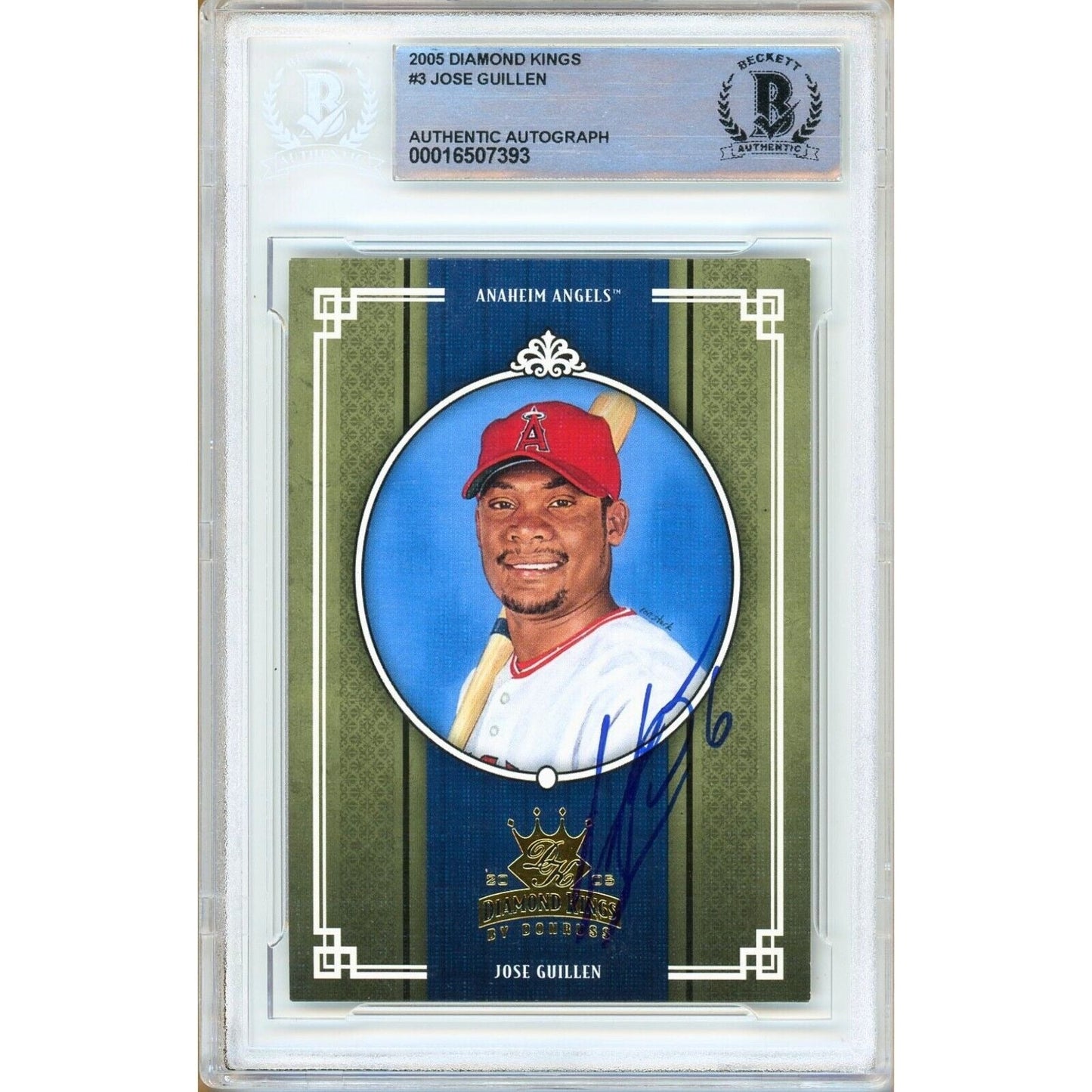 2005 Donruss Diamond Kings #3 — Jose Guillen LA Angels Autographed Trading Card — Beckett Authentication