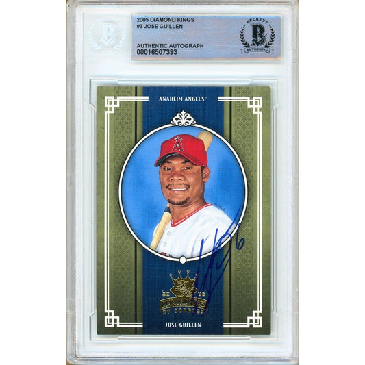 2005 Donruss Diamond Kings #3 — Jose Guillen LA Angels Autographed Trading Card — Beckett Authentication