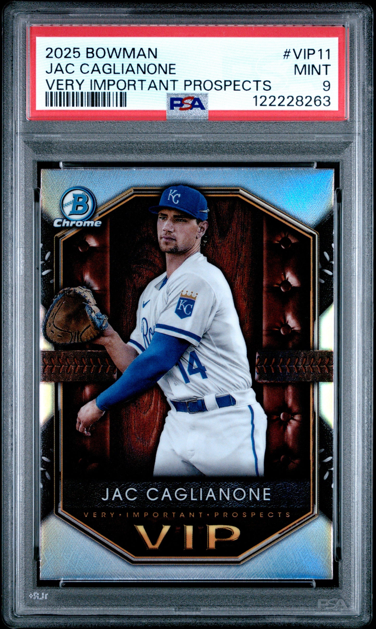 Graded 2025 Topps Bowman Jac Caglianone #VIP11 Very Important Prospects Rookie RC Baseball Card PSA 9 Mint