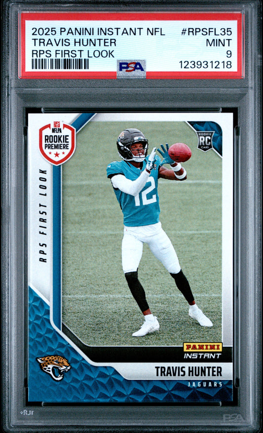 Graded 2025 Panini Instant Travis Hunter #RPSFL35 RPS First Look Rookie RC Football Card PSA 9 Mint