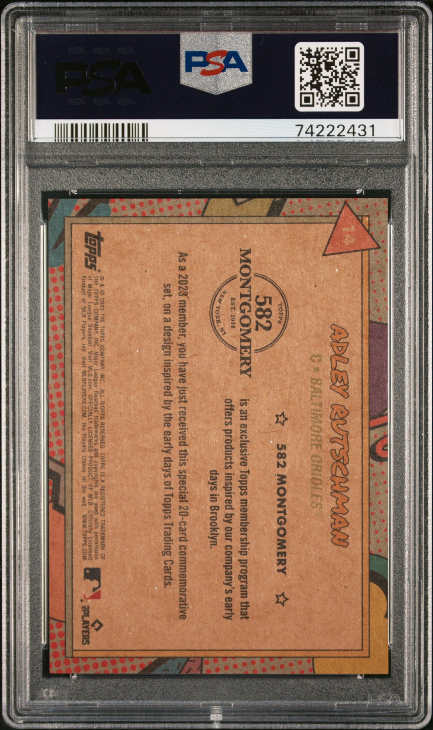 Graded 2023 Topps 582 Monty Adley Rutschman #14 Rookie RC Baseball Card PSA 10 Gem Mint
