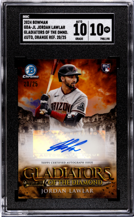 2024 Bowman Jordan Lawlar Gladiators of the Diamond Auto. /25 SGC 10/10 - Sport Cards