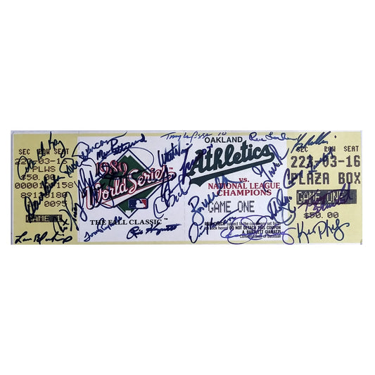 1989 Oakland Athletics Signed World Series Game 1 Mini Mega Ticket Beckett BAS