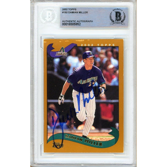 2002 Topps #192 — Damian Miller AZ Diamondbacks Autographed Trading Card — Beckett Authentication