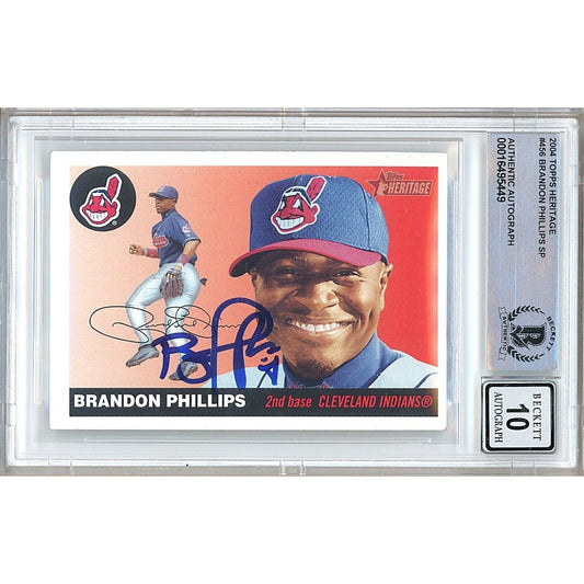 2004 Topps Heritage #456 — Brandon Phillips Cleveland Indians Autographed Trading Card — Beckett Authentication