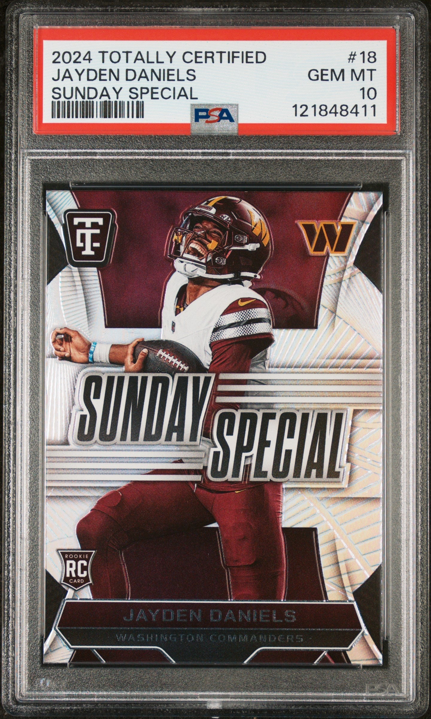 Graded 2024 Panini Totally Certified Jayden Daniels #18 Sunday Special Rookie RC Football Card PSA 10 Gem Mint